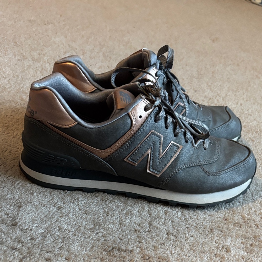 New Balance Womens Charcoal and Bronze Sneakers EUC. Size 9.5